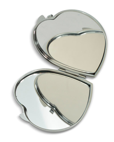 Espelho de Bolsa Em Alumínio Com Lente de Aumento